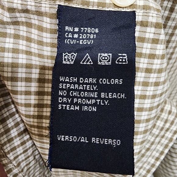 Tommy Hilfiger Men’s XL Brown White Plaid Check Short Sleeve Cotton Button Shirt - Picture 4 of 8